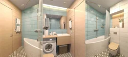 Design of a small bathroom with shower and toilet