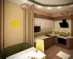 Kitchen design with TV and sofa 11m2