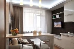 Kitchen design with TV and sofa 11m2