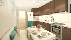 Kitchen design with TV and sofa 11m2