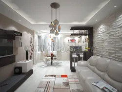 Дизайн гостиной в современном стиле в светлых тонах 25 кв