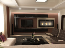 Living room design in a modern style in light colors 25 sq.m.