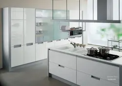 Белая шкляная кухня фота