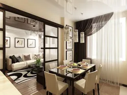 Hall and living room in one room design