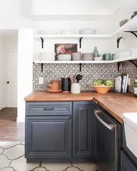 Corner Gray Kitchens With Wood Photo