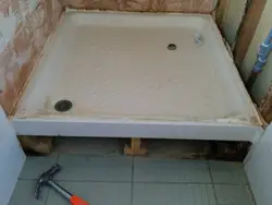 Homemade shower tray in the bathroom photo