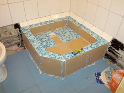 Homemade shower tray in the bathroom photo