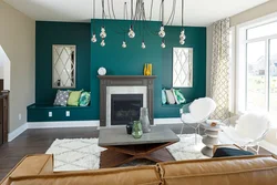 Blue green living room interior