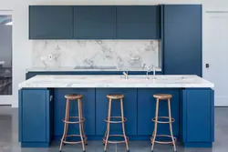 Blue countertop in the kitchen interior