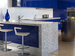Blue countertop in the kitchen interior