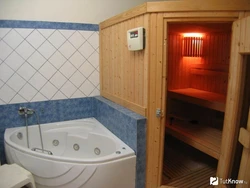 Sauna at home in the bathroom photo