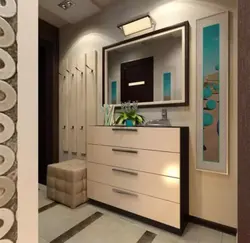 Modern chest of drawers with mirror in the hallway photo
