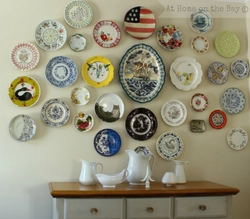 Plates in the kitchen in the interior photo