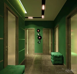 Photo of a hallway in green tones