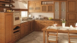Kitchen Made Of Oak Wood Photo