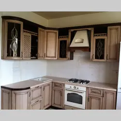 Kitchen made of oak wood photo