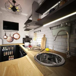 Kitchens 9 sq m in loft style photo