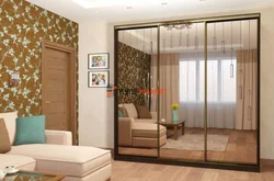Wardrobe With Mirror In The Living Room Interior