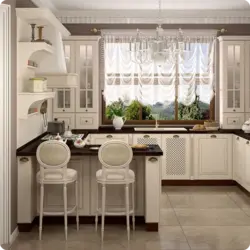 Kitchen design with a window in a classic style
