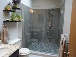 Bathroom Interior With Shower Screen And Washing Machine