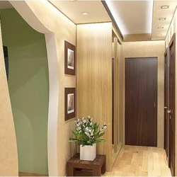 Design of a narrow corridor in an apartment of a panel house photo