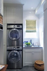 Machine and dryer in bathroom design