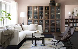 Living room design with bookcase photo