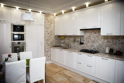 White apron in the kitchen interior design photo