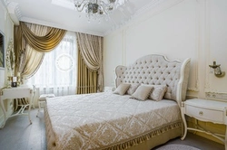 Дызайн штор класічнай спальні
