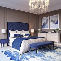 Голубая Кровать В Интерьере Спальни Фото