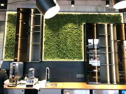 Moss panel in the kitchen interior