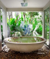 Bath design with palm trees