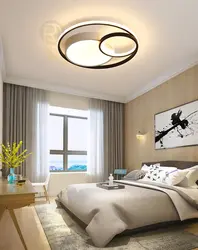 Light design in the bedroom on a suspended ceiling