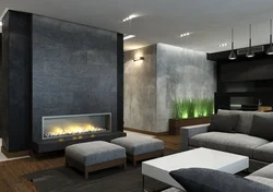 Loft-Style Fireplace In The Living Room Interior
