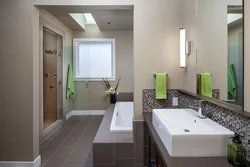 Rectangular bathroom design with window