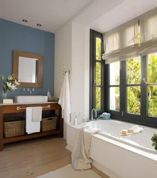 Rectangular bathroom design with window