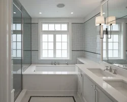 Rectangular bathroom design with window