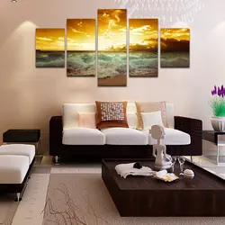 Painting in the living room above the sofa photo