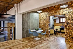 Cutting down wood in the kitchen interior