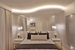 Ceiling design for a bedroom in a modern style from plasterboard photo