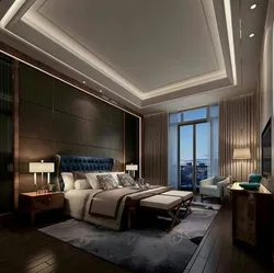 Ceiling design for a bedroom in a modern style from plasterboard photo