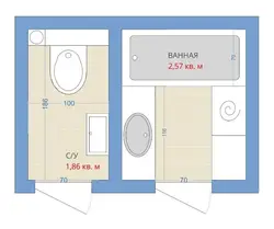 Dimensions of the toilet and bathroom in the apartment photo