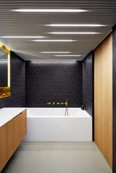 Bathroom design with black ceiling