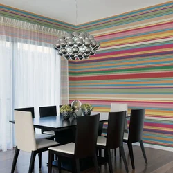 Striped Wallpaper In The Kitchen Interior