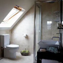 Bathroom Design In The Attic With A Sloping Ceiling