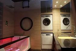 Дизайн ванной комнаты с сушильной и стиральной машиной фото