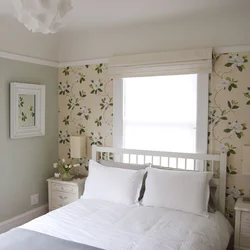 Light wallpaper for a small bedroom interior photo