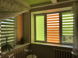 Blinds on plastic windows for the kitchen day night photo
