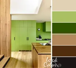 Combination of green color in the kitchen interior photo