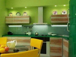 Combination Of Green Color In The Kitchen Interior Photo